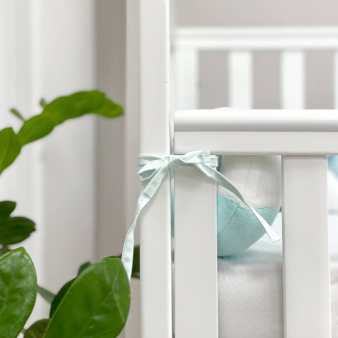 Protectie laterala patut bebe alb-menta (4)